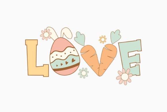 Love Retro Easter Quote Svg Design