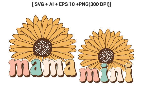 Mama Mini Flower Retro Sublimation Svg